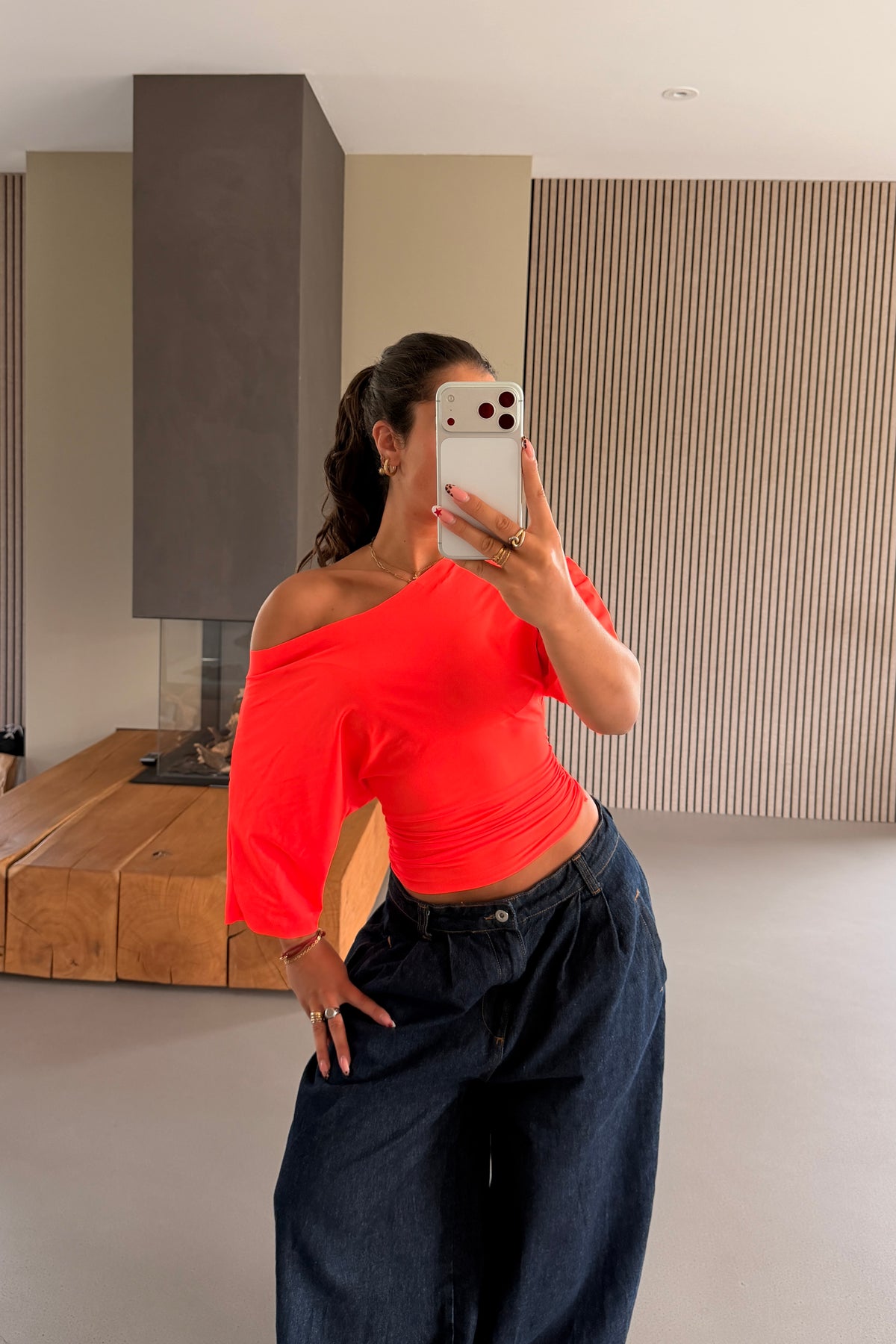 Off-shoulder Top Orange