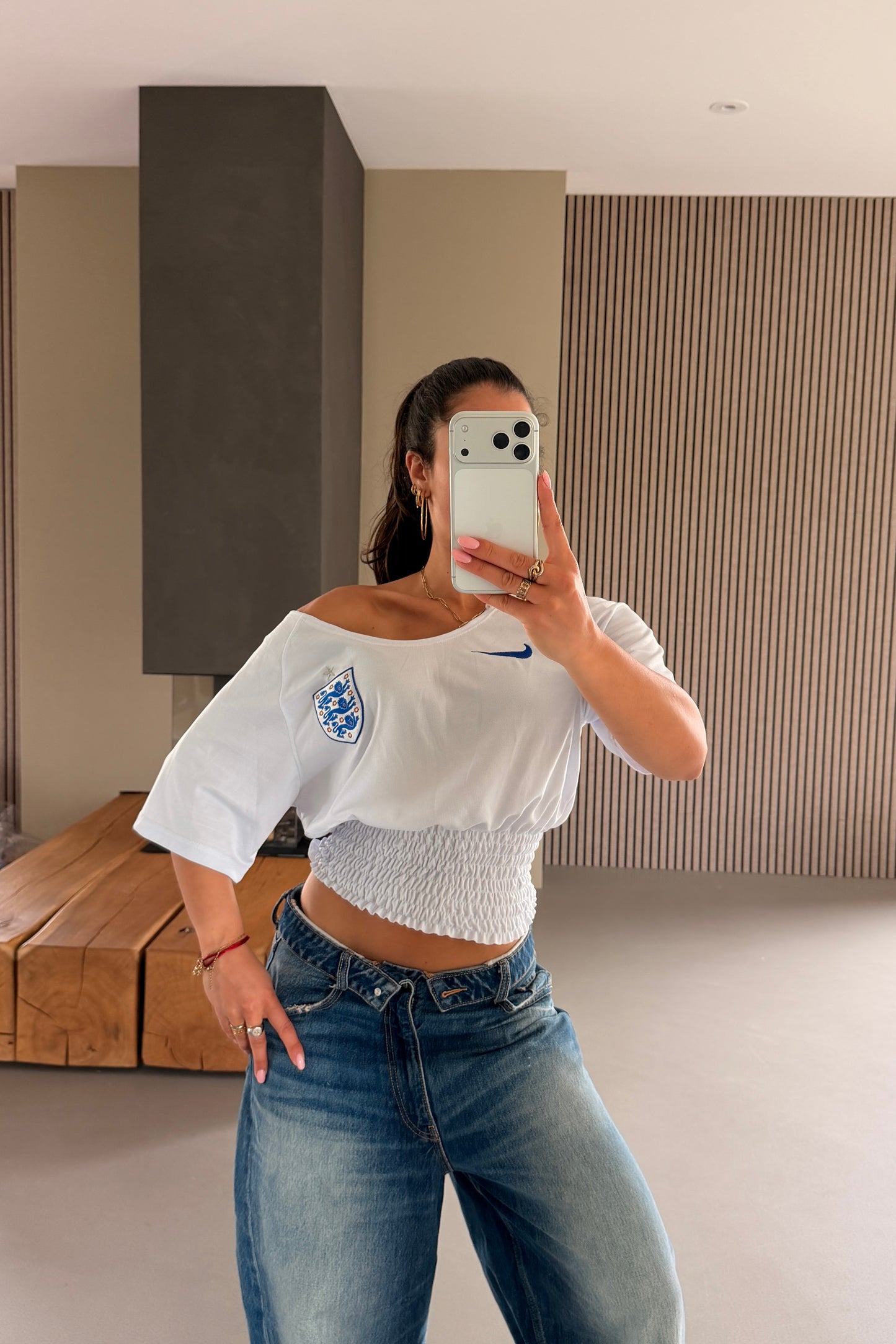 England Off-shoulder Shirt